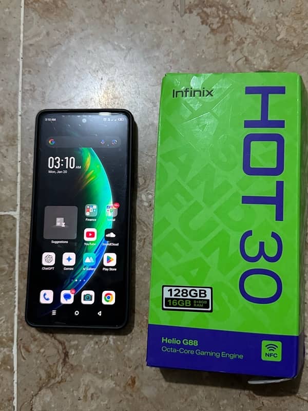 infinix hot 30 with box and charger 8 , 128 2