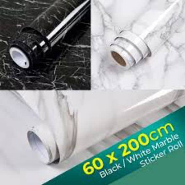 Self Adhesive White&black Marble Sheet Sticker For Kitchen 0