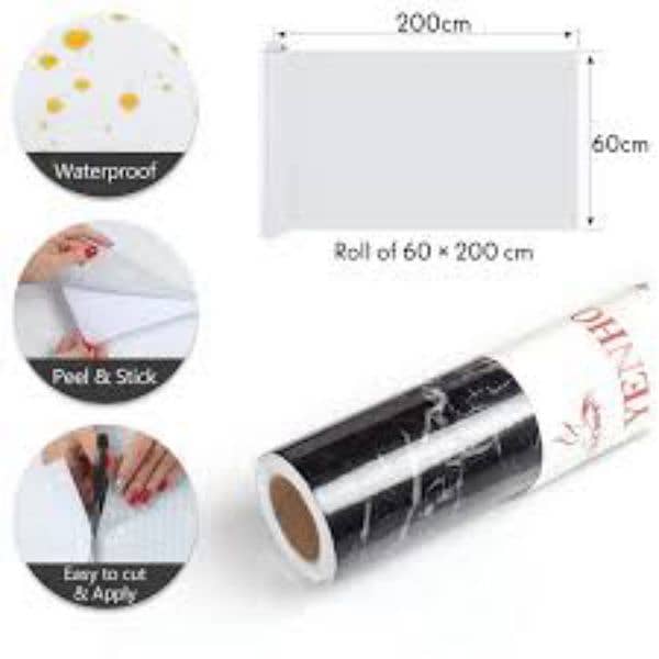 Self Adhesive White&black Marble Sheet Sticker For Kitchen 1