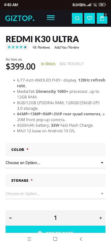 redmi k30 ultra 5g 8gb and 128 gb 5