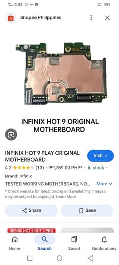 Infinix hot 9 play mother bord part available