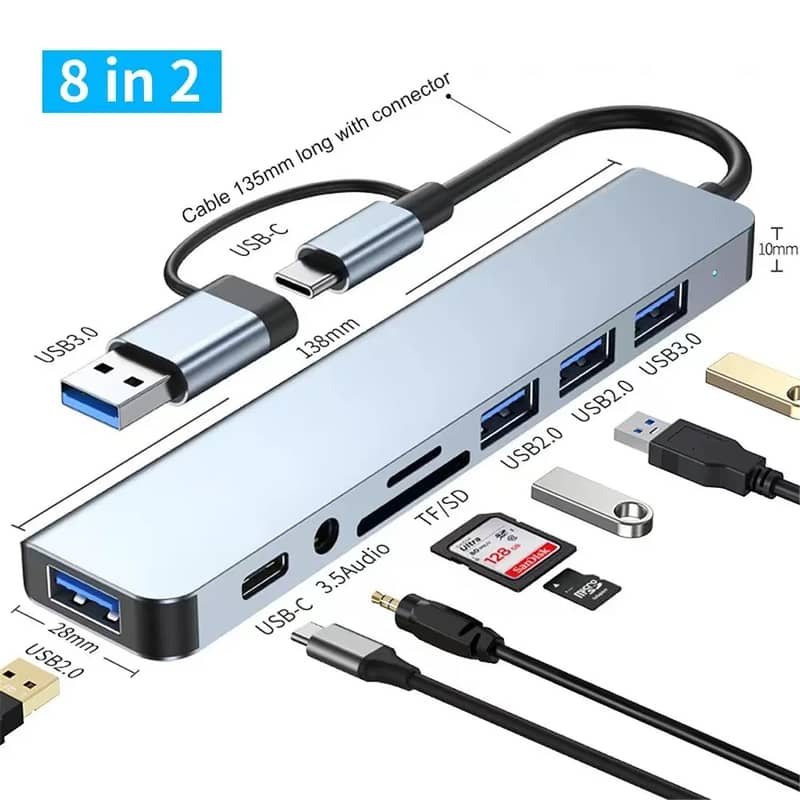 USB HUB With Splitter Card Reader, USB C Port Docking Station Usb Dock 4