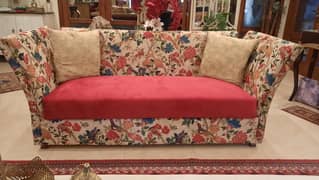 Velvet and Digital printed 3 seater Sofa