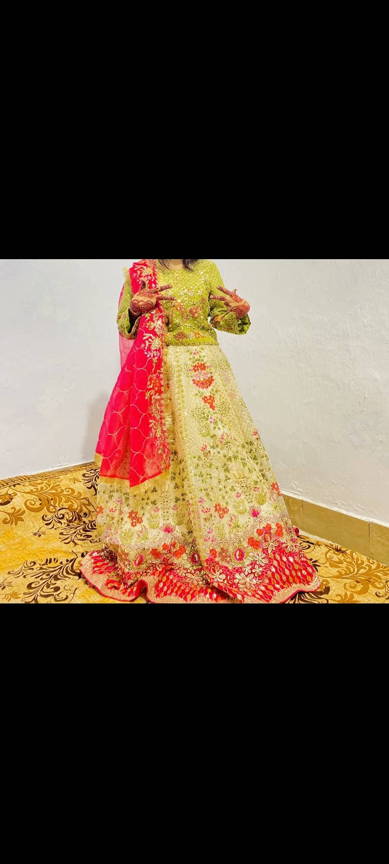 Mehndi and also party wear fancy lehnga kurti and  fancy dupatta 1