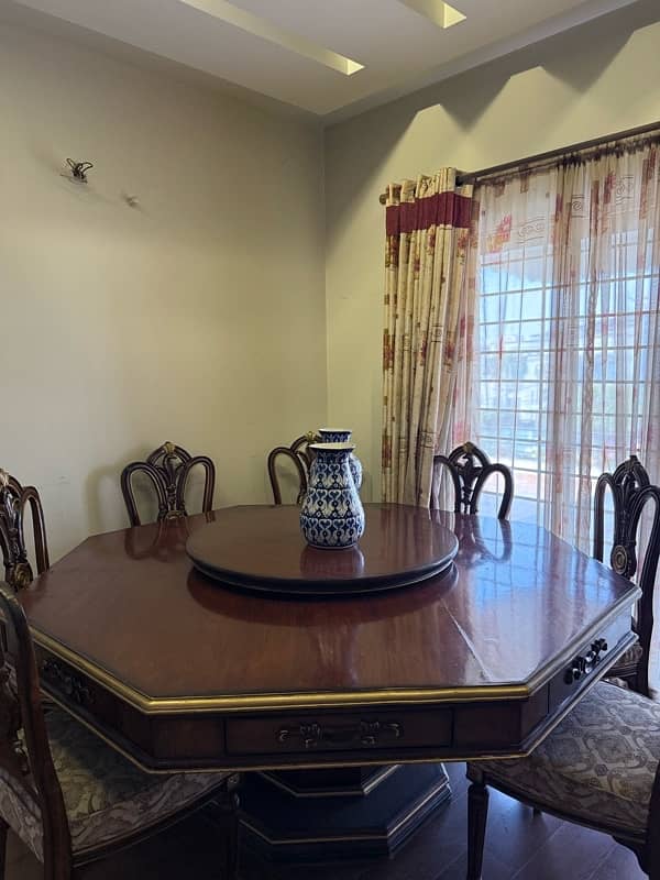 Octagon Shaped Dining Table with Revolving Round Center 1