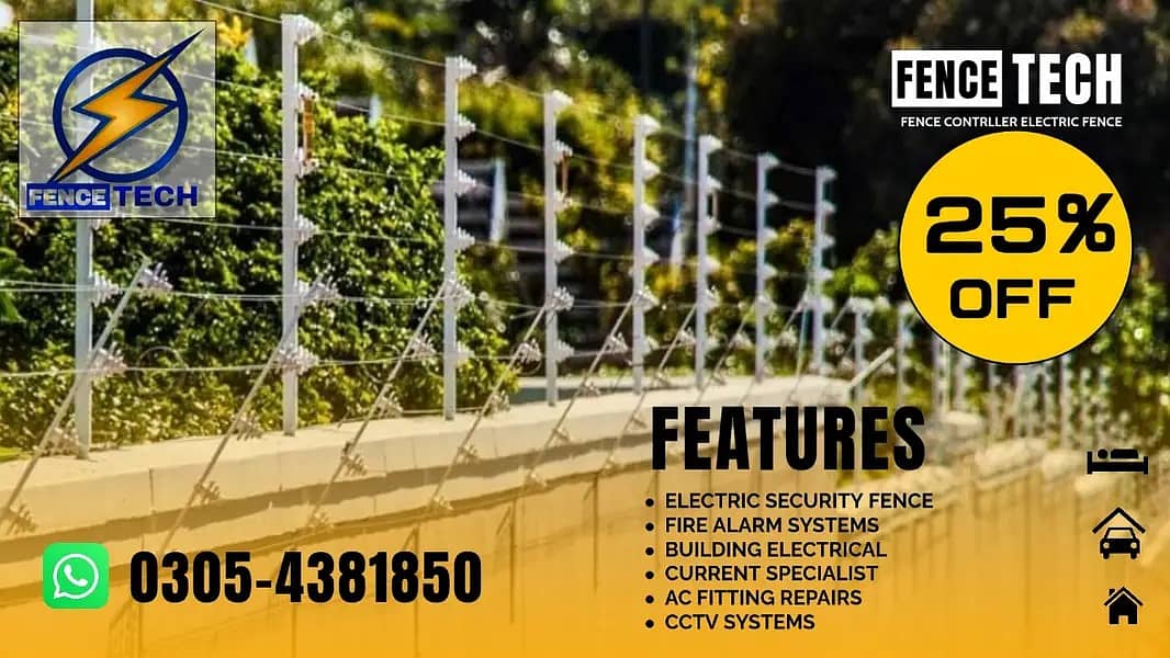 Electric fence , home security fence , wire fence , fence 0