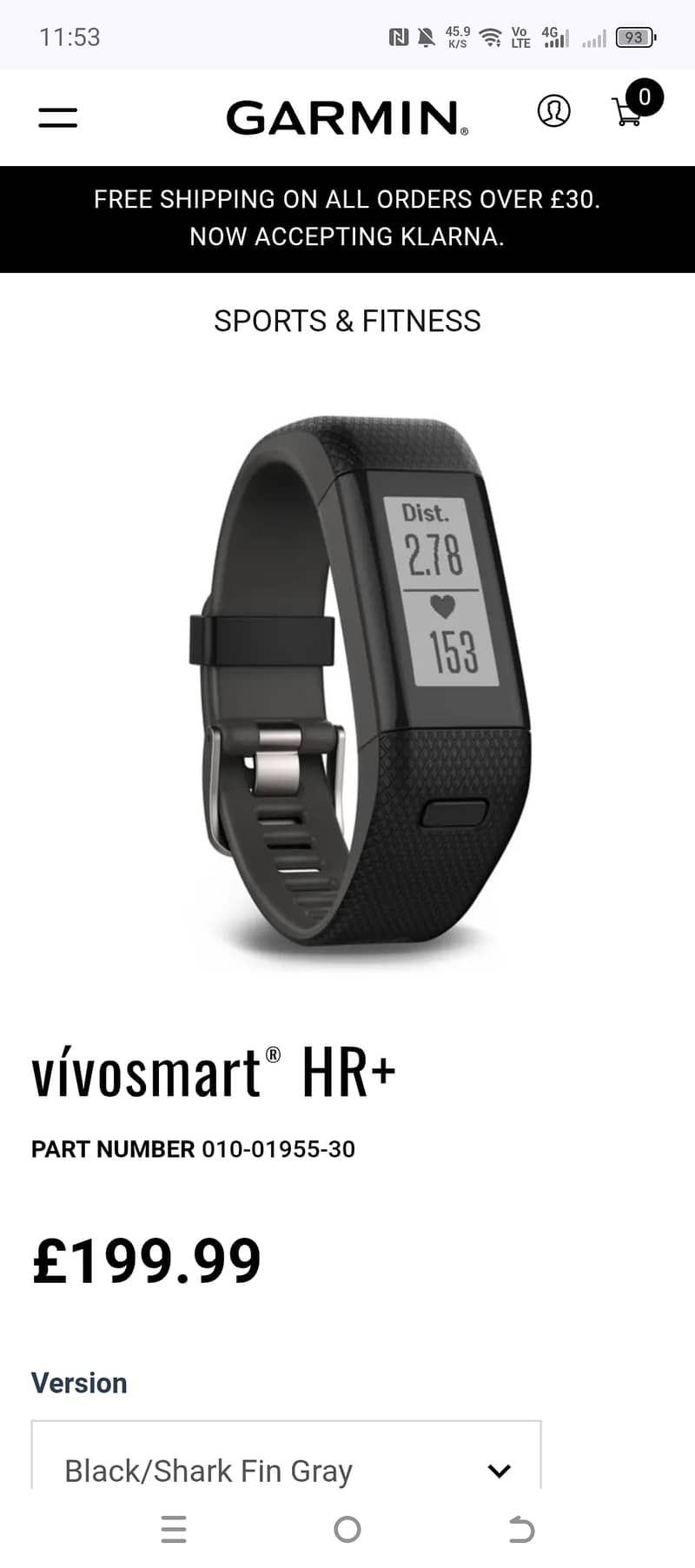 Garmin vivosmart HR+ Smart Watch 1