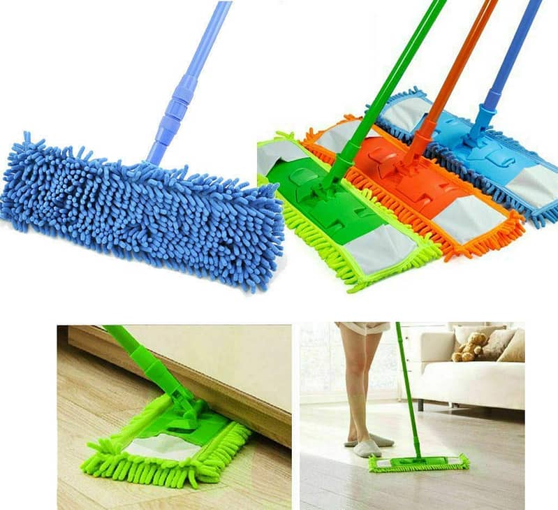 Mop, Floor Cleaner Home Cleaning Supply Flat Mop Microfiber Wet Dust 2