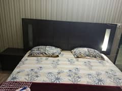 modern Double bed low profile with side decorative lights