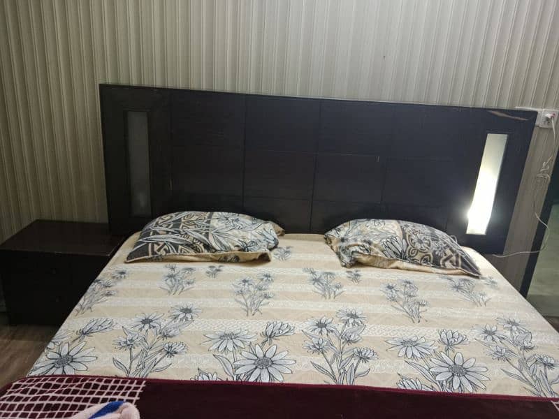 modern Double bed low profile with side decorative lights 0