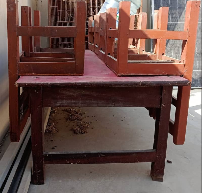 Wooden study table with 6 chairs 0