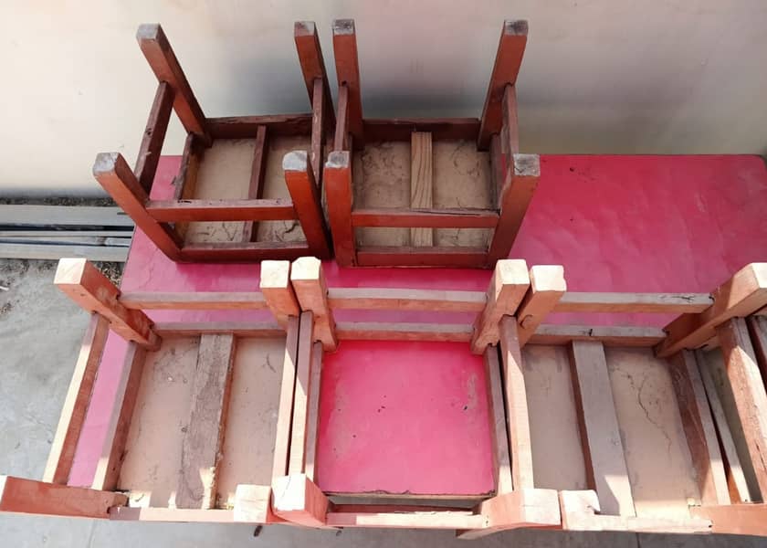 Wooden study table with 6 chairs 2