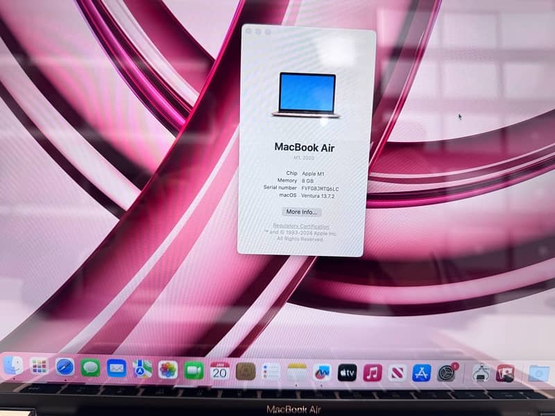 M1 Chip Macbook Air 2020 8 GB RAM 256 GB SSD 1