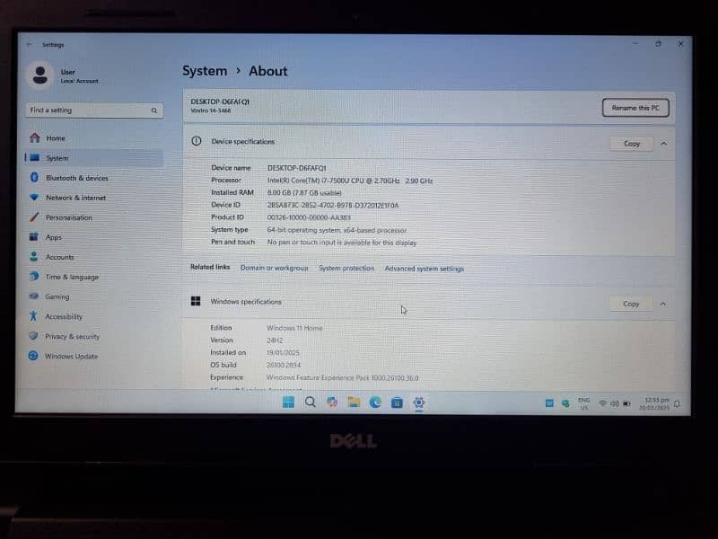 Dell Vostro i7-7th Gen 8 GB Ram 256 SSD Windows 11 laptop 3