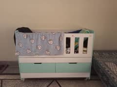 Baby Crib blue and white color