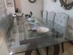 Glass top Dinning table with 6 chairs