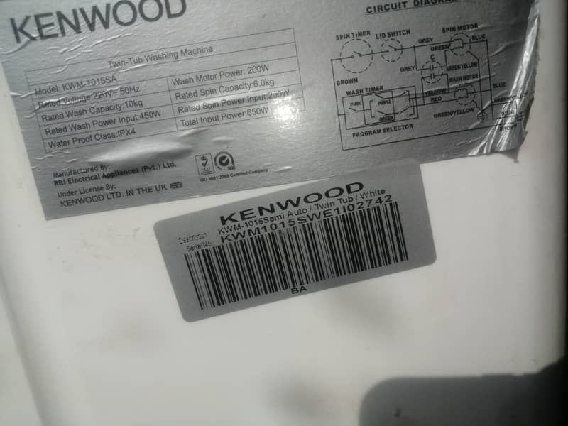 Kenwood washing machine with spinner attached 2