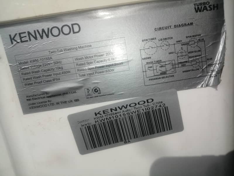 Kenwood washing machine with spinner attached 3