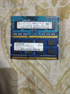 4GB DDR3 RAM for Laptop (SK Hynix & Elpida)