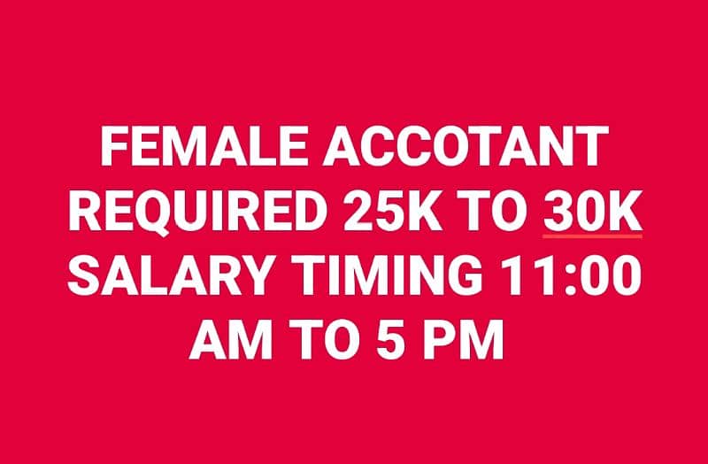 female required for operator and accountant 0