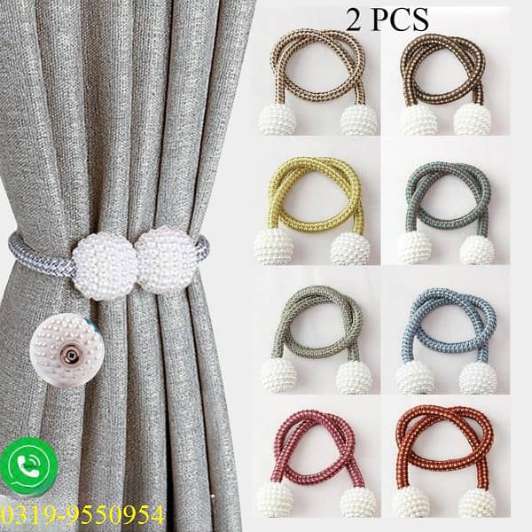 2Pcs Magnetic Pearl Curtain Buckles for Holding Curtains Stylishly 0