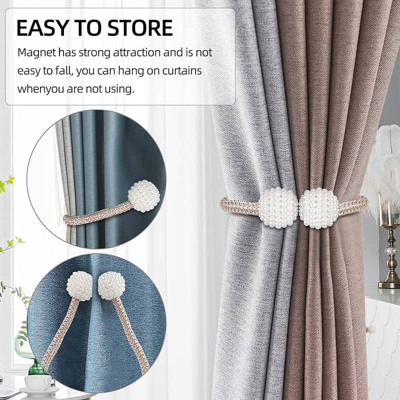 2Pcs Magnetic Pearl Curtain Buckles for Holding Curtains Stylishly 1