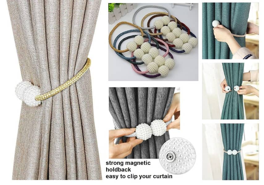 2Pcs Magnetic Pearl Curtain Buckles for Holding Curtains Stylishly 17