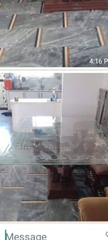 new  glass dining table in taali very good condition 1