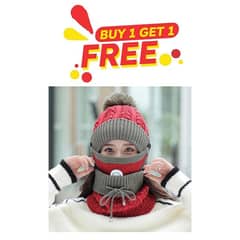 3 Pcs Fleece Plain Beanie  And Neck warmer 1 Mask