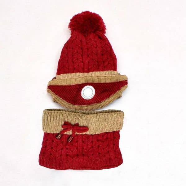 3 Pcs Fleece Plain Beanie  And Neck warmer 1 Mask 1