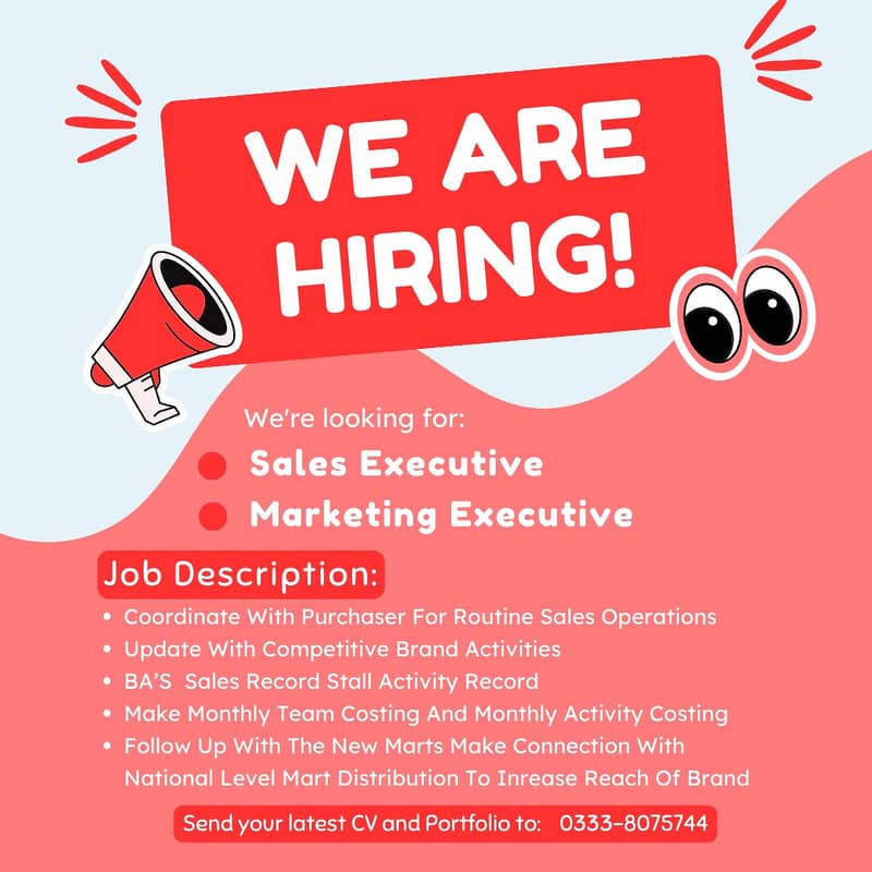 We're Hiring! Sales & Marketing Executives 0