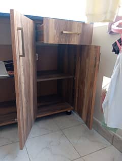 For Sale: Wooden Iron Stand with Cabinets and Drawer