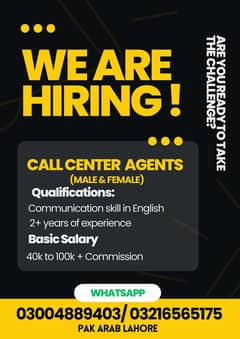 We Need Call Center Agent