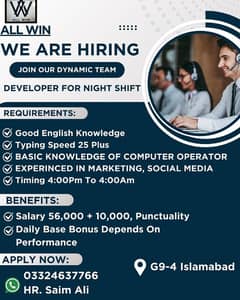 Developer Jobs | Male And Female Staff | Jobs In Islamabad