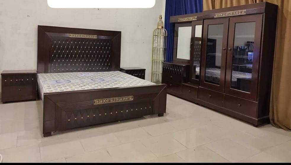 Double bed/King size bed/Dressing table/Bed set/Wooden bed/Furniture 2