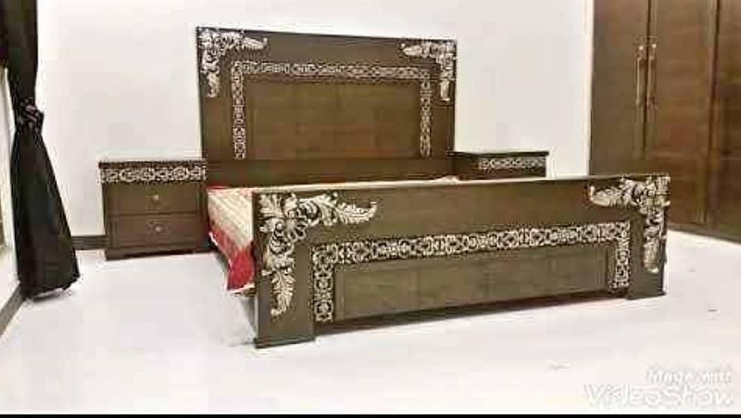 Double bed/King size bed/Dressing table/Bed set/Wooden bed/Furniture 4