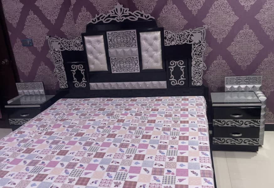 Double king size bed & side table & dressingtable & Mattress for sale 0