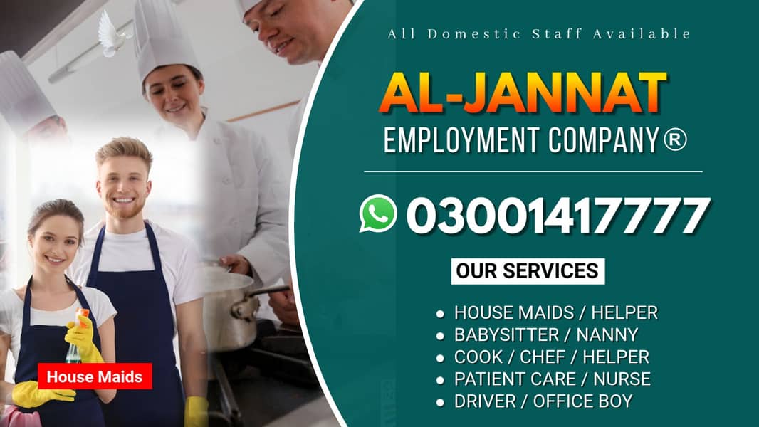 Maid, House Maids, Cook, Nurse, Driver, Patient Care, Domestic staff 0