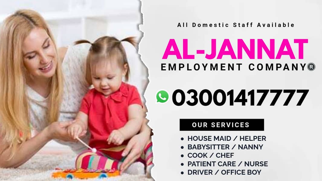 House maids , Maids , Baby Sitter , Chef , Cook , Patient Care ,Drive 0