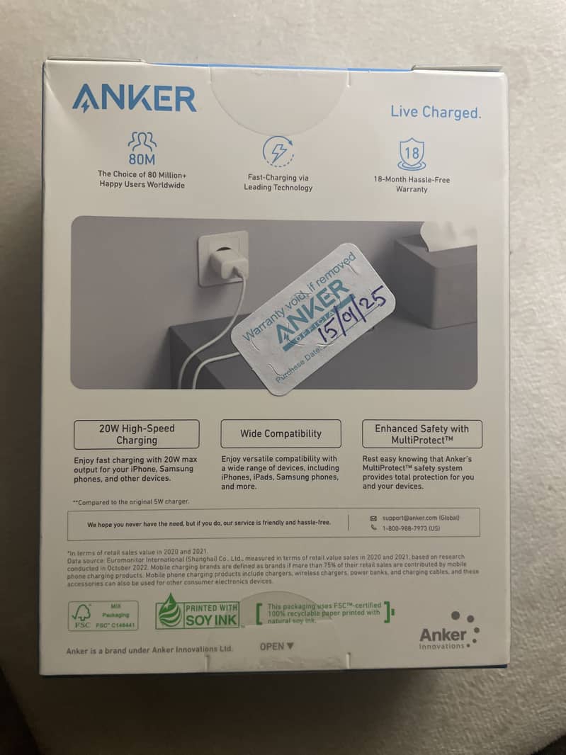 Original BOXPACK Anker Charger 20W EU White - 18 Month warranty! 2