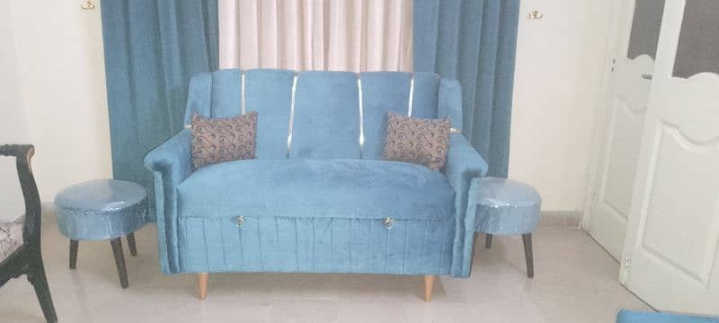 New Sofa Set with side sit stool and cushions. 3