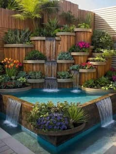 Condition outdoor waterfall and fountain