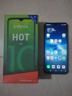 Infinix Hot 10 Play 3/32 with Box Charger PTA Approved 95% Battery