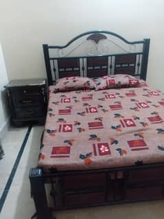 Iron Rod Bed with Wooden Work With Diamond Foam  Slightly Used.