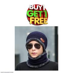 2 Pcs Acrylic Plane Beanie And Neck Warmer