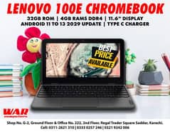 Lenovo 100e chrome Book updated 4gb ddr4 32gb rom rs. . 6500