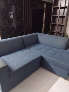 blue colour sofa set L shaped