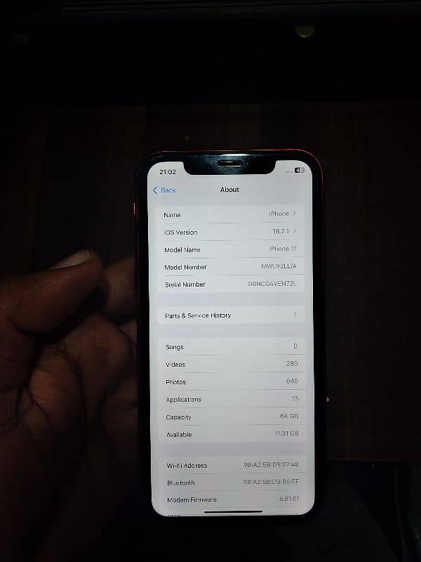 iPhone 11 red JV 64gb 10 by 9.5 1