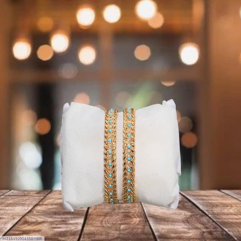 2 Pcs Modern Design Resin Polish Crystal Kara Bangle 0