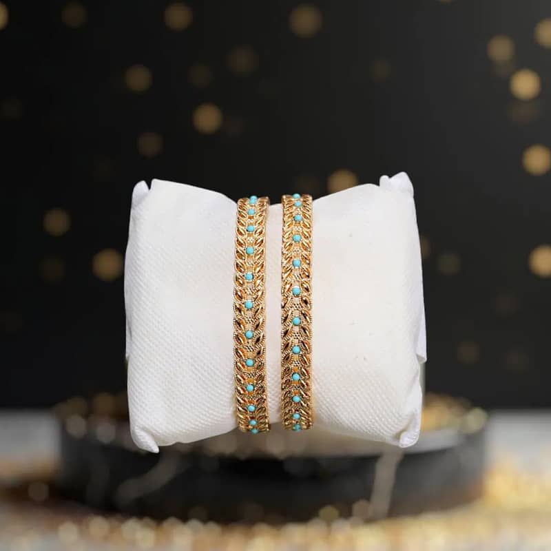 2 Pcs Modern Design Resin Polish Crystal Kara Bangle 2